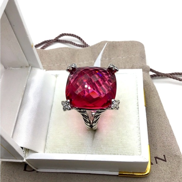 - David Yurman Chatelaine Pink Tourmaline Ring w Diamonds! Pick Size - Picture 2 of 6